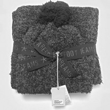 Barefoot Dreams CozyChic Pom Pom Beanie  Scarf Set Carbon/Black OS Winter Wear