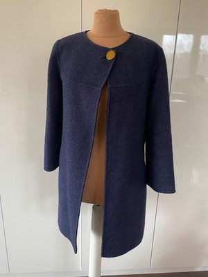 ZARA * Kurzmantel * blau-meliert * S * 3/4-Ärmel * Wolle * coat * cape