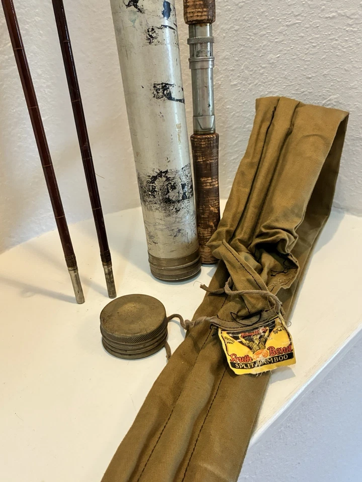 CAÑA DE PESCAR CON MOSCA BAMBÚ ACERO SouthBend vintage “aparejos de calidad” con estuche-FR3 Foto 4 de 4
