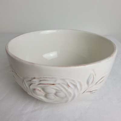 Cera Blanca Bird by Maxcera Corp Embossed Soup Cereal Bowl White 6 3/8 in