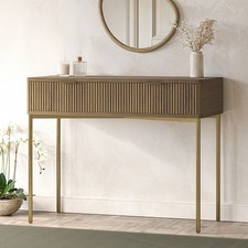 Dark Wood Ribbed Dressing Table with Storage Drawers - Valencia VLC023