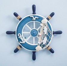 Nautical Beach Wooden Boat Ship Steering Wheel Home Wall Decoration Ornament UK