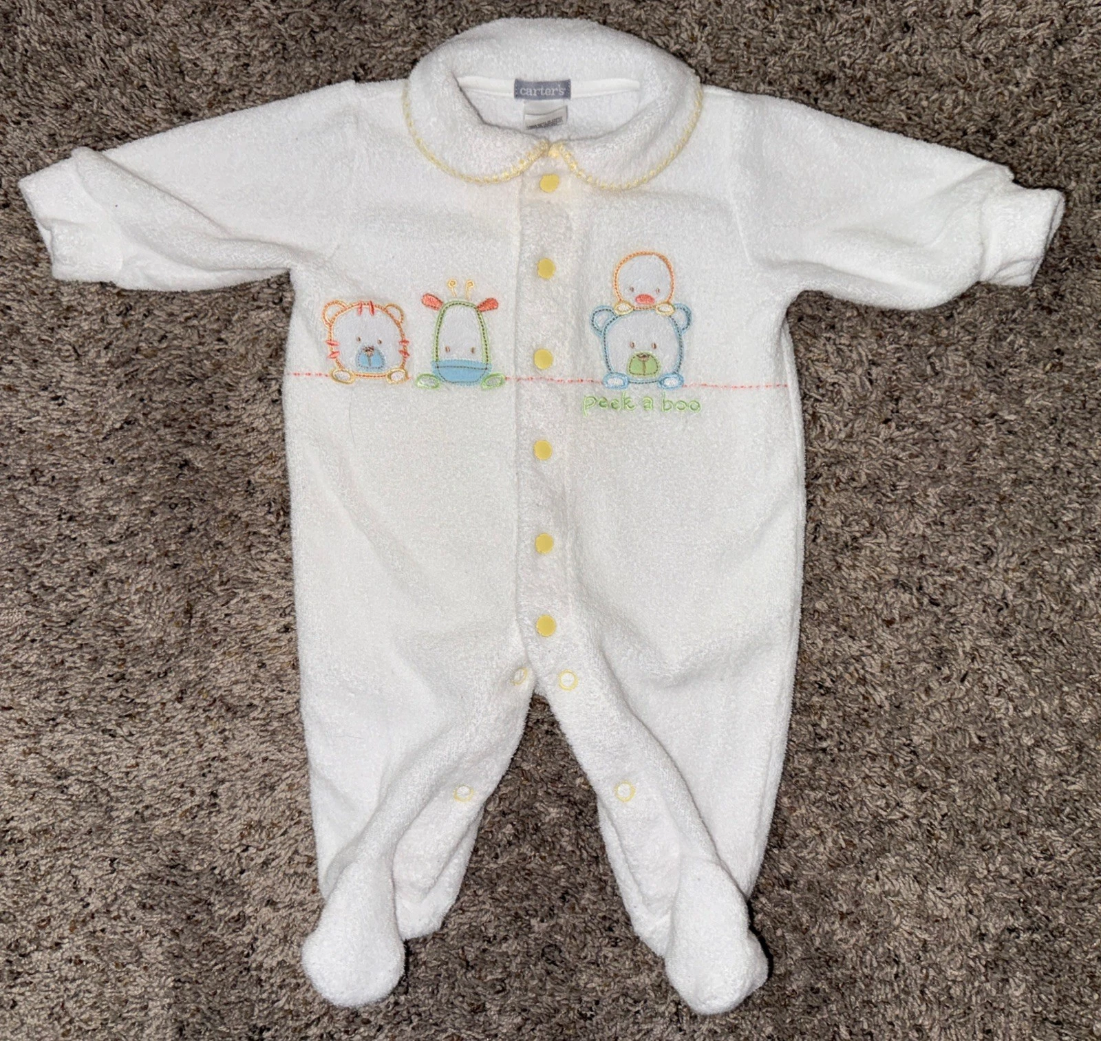 Baby Boy Girl Clothes Vintage Carter's Newborn Terry Cloth Peek A Boo Outfit
Opens in a new window o