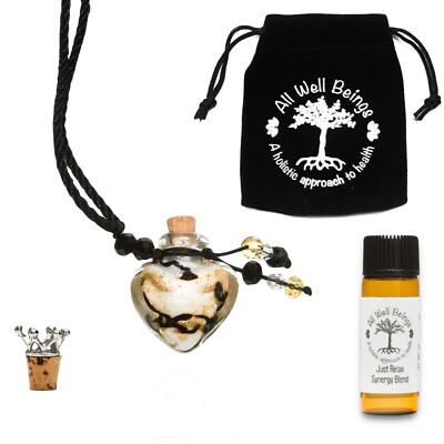 Aromatherapy Oil Necklace Gift Set, Glass heart shaped bottle, 5ml