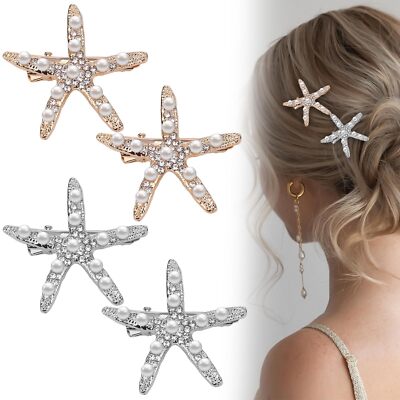 Pearl gold and silver starfish hair clip Starfish Bridal Hair Clip (Gold and Silver) - Wedding Hair  main image 4