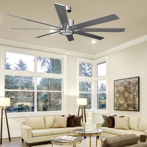 Led Integrated 8 Blade 66 Nk Modern Cylinder Fan Silver Blades