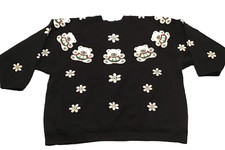 Vintage 80s Womens Size M Sm Med Teddy Bear Sweatshirt Puffy Paint