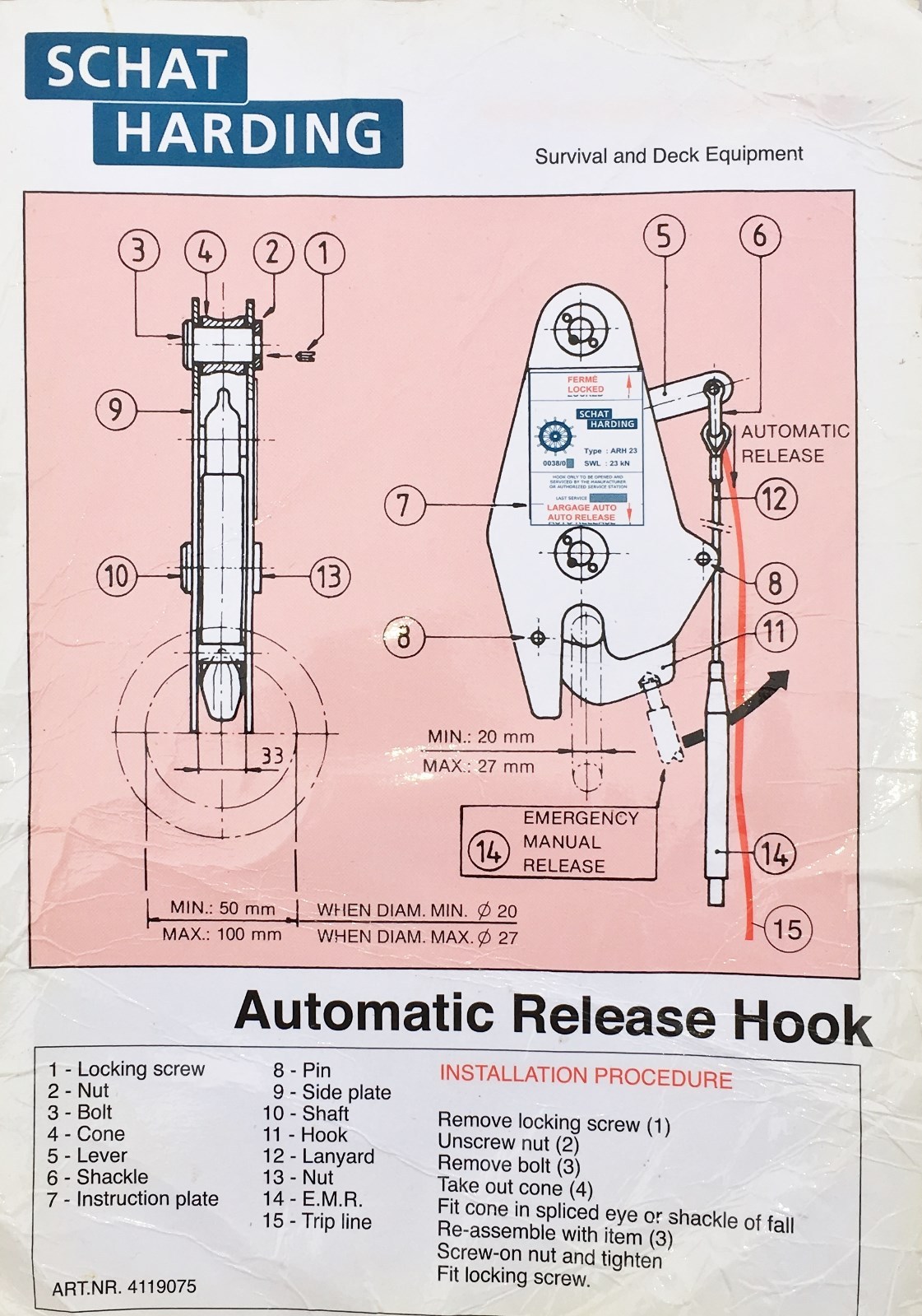 Auto Release Hook for Raft / Tender 5170 Lbs. Safe Working Load eBay