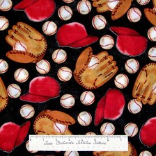 Sports Fabric - Baseball Glove Mitt Hat Toss Black - Cranston VIP LAST 1.83 Yd