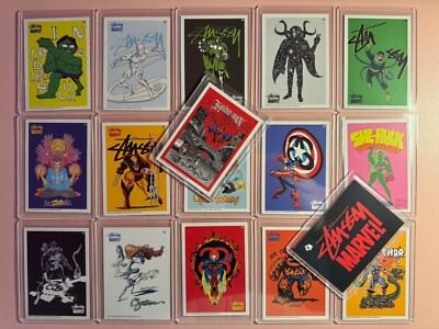 Marvel Trading Cards - Set 16 Vintage Stussy Colab + 2 Topps Chrome 2011 2024