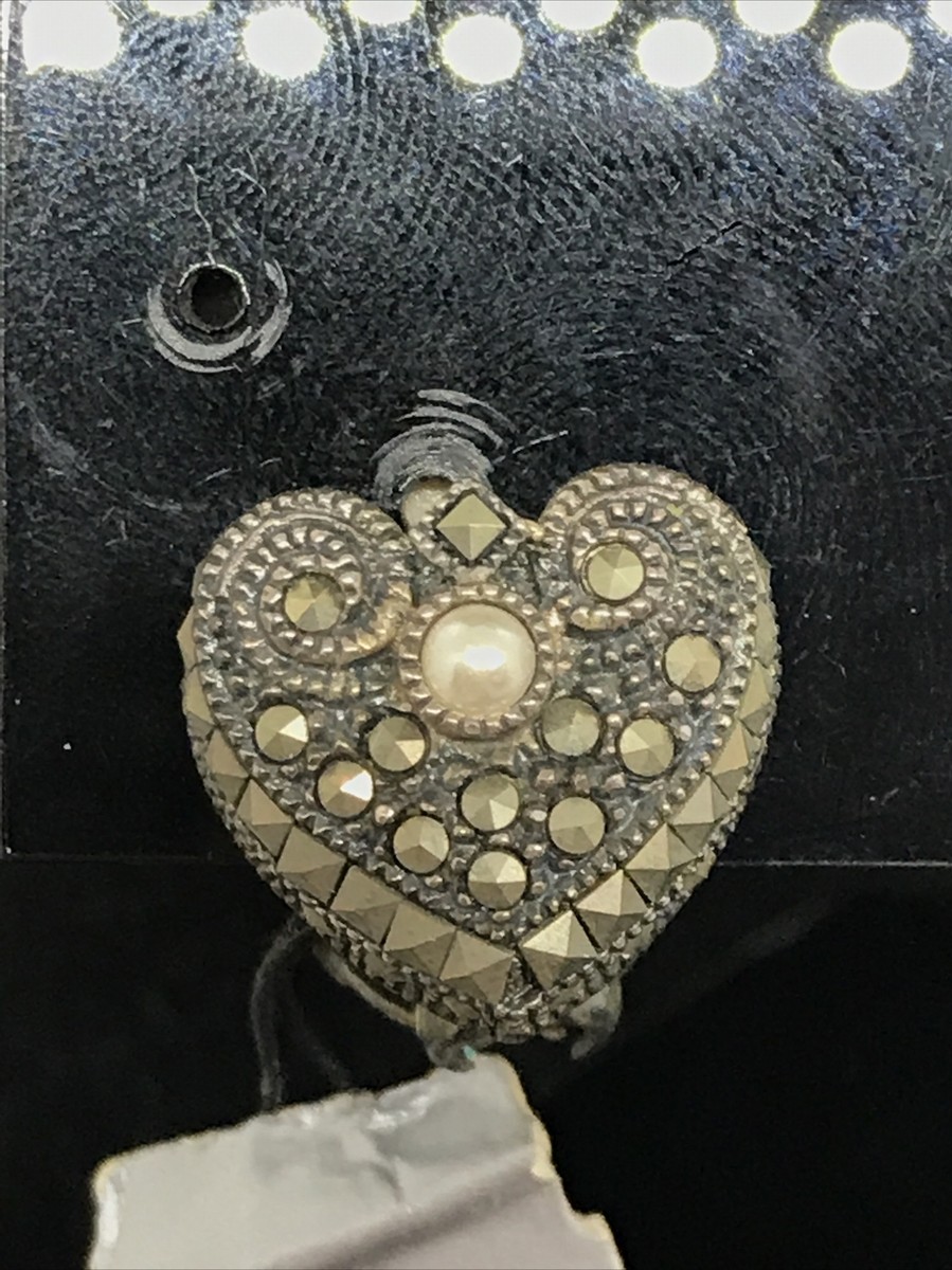 Vintage Judith Jack Sterling Silver Marcasite & faux Pearl  display picture 2
