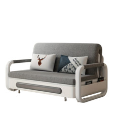 3-in-1 Convertible Sleeper Sofa Bed in Grey Linen, 62.2" Folding Futon Couch