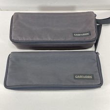Vintage Case Logic Sprint Set of 2 Grey Nylon Portable 15 Cassette Holder