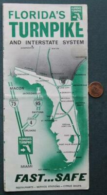 1960-70s Era Florida's Turnpike Interstate System Highway brochure 75 4 95 10---