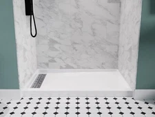 Shower Base 48x32 Alcove with Left Drain in Glossy White