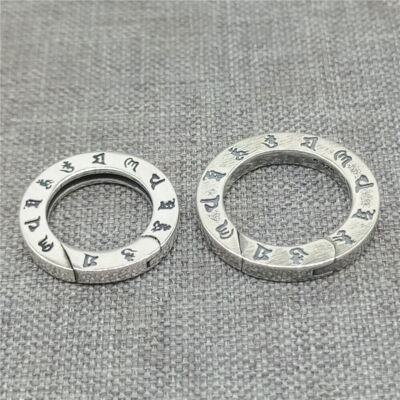 Sterling Silber Om Mani Padme Hum runder Druckverschluss f��r Armband