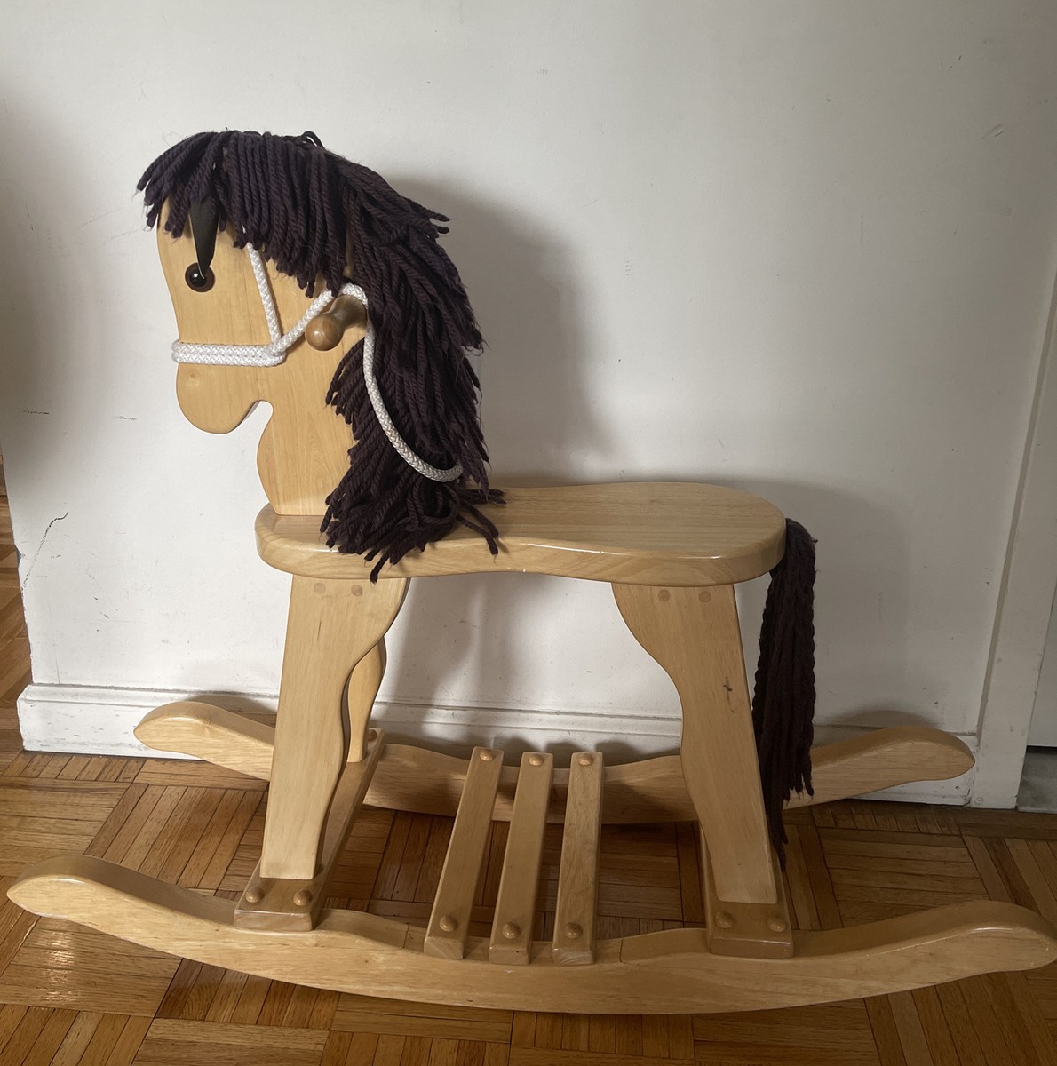 Chair Toy Wooden Rocking Horse Chair Deep Brown Wooden Kids