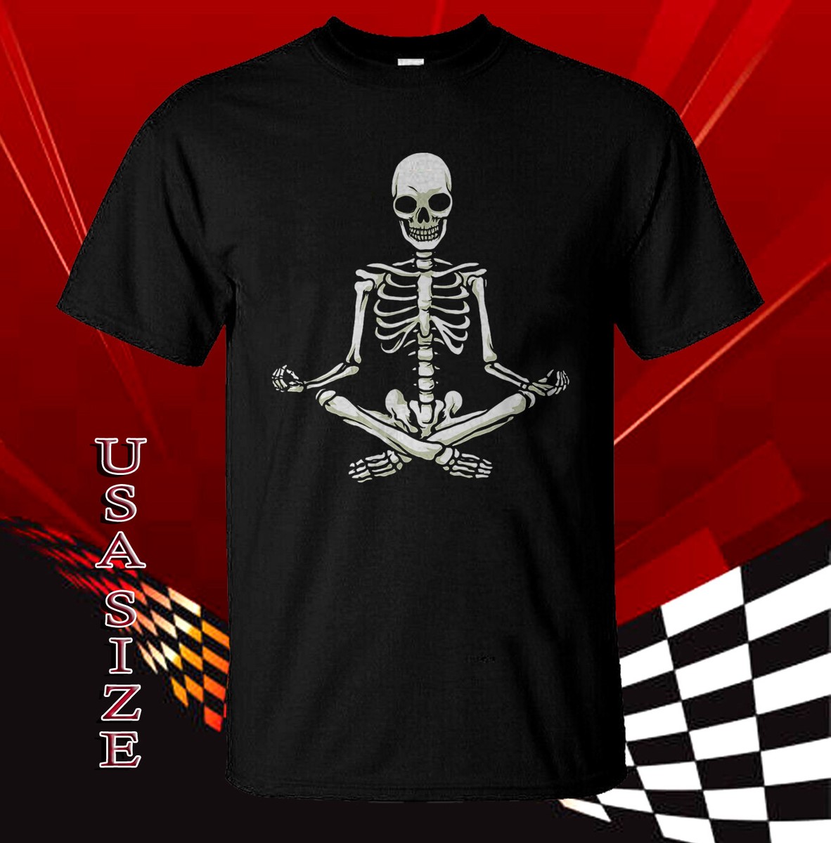 New Shirt Meditation Yoga Skeleton Menu0026#039;s u0026amp; Womenu0026#039;s T-Shirt  Usa Size S-5XL | eBay