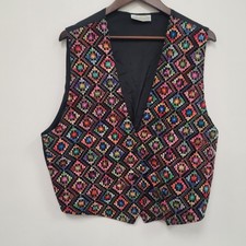 Vintage 35th 10th Nicholas Jason Women Embroidered Vest Size L Multicolored Boho