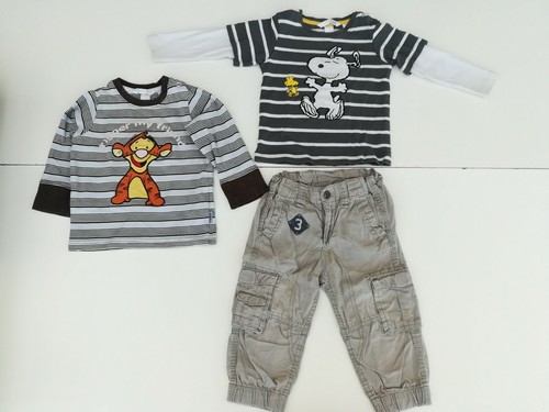 Lot Vêtements Bébé Garçon H&M 12-18 Mois - Ensemble Snoopy + Tigrou - 3 Pièces - Occasion Très Bon état