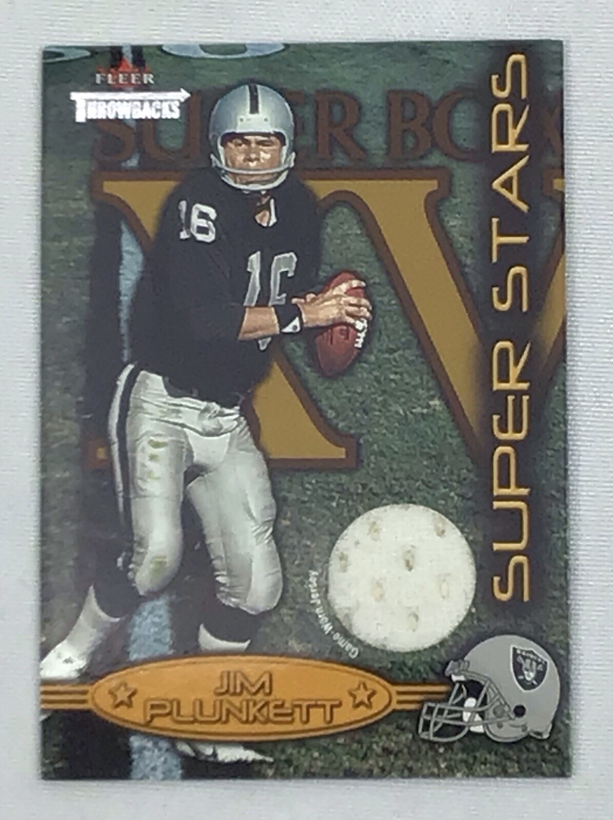 2002 Fleer Throwbacks Super Stars Jim Plunkett #5 Rare Game Used Jersey Card!