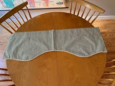 COUNTRY CURTAINS USA Ticking Striped Scalloped Valance green 42.5 x 13 EUC!