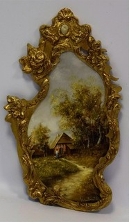 Michael Brandmüller – old landscape painting with a cottage oil signed.