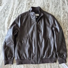 Calvin Klein Men's Leather Jacket Size Large NEW 225 retail MINT FREE SHIPPING
