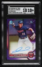 2022 Bowman Chrome Prospect Purple Refractor Danny De Andrade SGC 10 Auto 0z5y