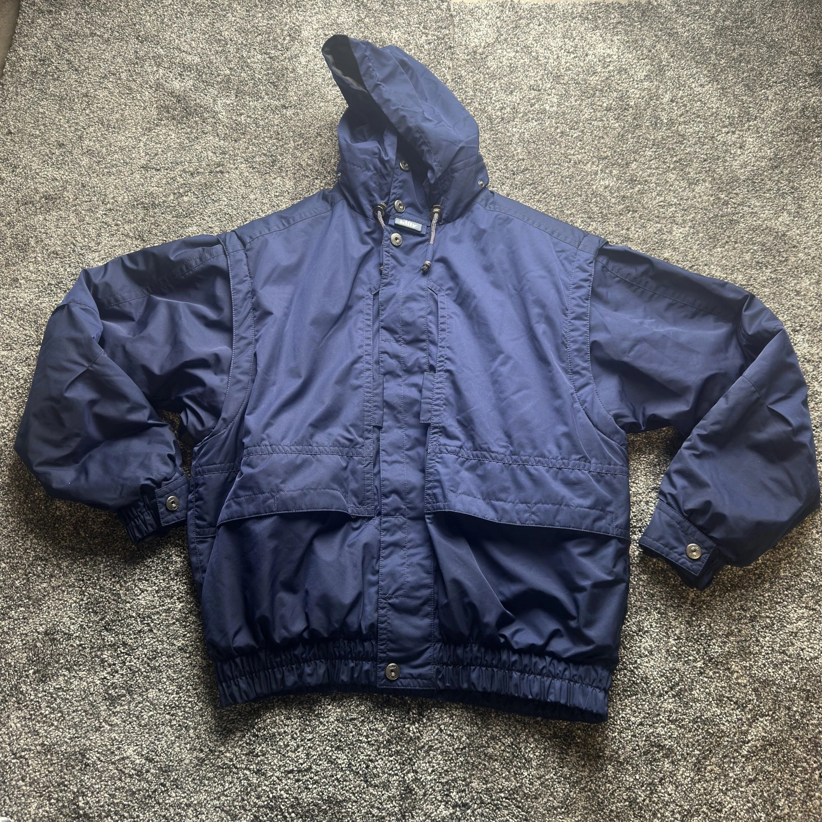 Killy Jacket Mens XL Blue Puffer Hooded Insulated Ski Elastic Waist Recco System