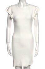Alice + Olivia Womens Round Neck Sleeveless A-Line Mini Dress White Size 6