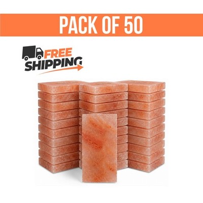 Himalayan Salt Tiles 8x4x1 Pack of 50 Natural Pink Salt Bricks for Wall & Sauna