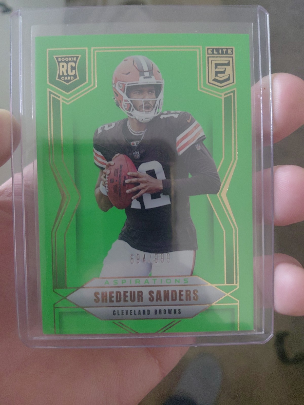 2025 Panini Donruss Elite Shedeur Sanders Lime Green Aspirations RC 694/999 #112