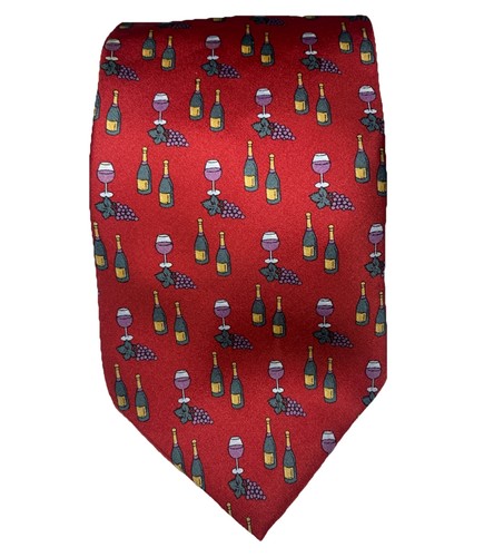 Red Silk Wine Themed Men’s Necktie By The Glove Shop Via Venento 106 Roma Italy