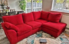 3 Seater Sofa in Elite Red Jumbo Cord Fabric Settee dylan corner sofa