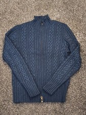 Peruvian Connection Men's Cardigan Alpaca Silk Blend Size S-M Navy