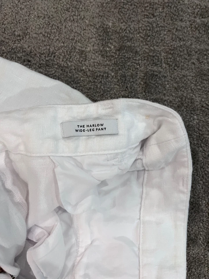 Madewell Harlow Wide-Leg Pants White Linen Career Office Womens 6P - Image 4 of 4