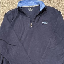 L.L.Bean Traditional Fit Navy Blue Quarter-Zip Pullover Sweatshirt, Size L Tall