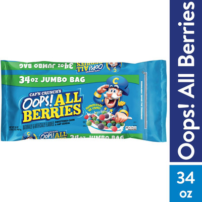Capn Crunch Oops All Berries Cereal Crunchy Sweet Berry Flavor 34 oz XL Big Pack