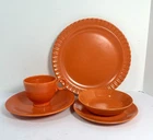 Vintage 1930’s FIESTA And Vistosa  Radioactive Red Orange Lot Of 6 Plates & Cup