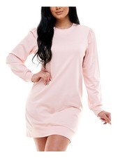 KINGSTON GREY Womens Shirt Dress Mini Pink Long Sleeve Crew Neck Juniors S