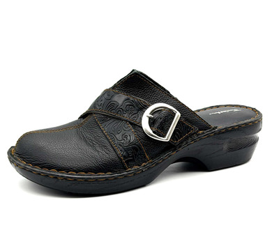 Thom McAn Shoes Women 11M Black Leather Buckle Slip-Ons Mule Retro