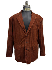 Men's Brown Genuine Suede Leather Blazer 3 Button Sport Coat Dress Jacket XS-3XL