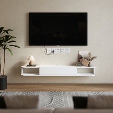 140cm Floating TV Media Unit Stand Wall Mounted TV Cabinet With Cupboard Shelf
