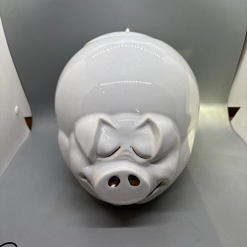 Vintage Unmarked McCoy Pottery Smiling Sleeping Pig Cookie Jar