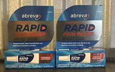 Abreva Rapid Pain Relief Cold Sore Treatment 3g Each Exp 5/2027 -  2 Pack