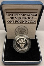 1984 Silver Proof &pound;1 Coin Scottish Thistle Emblem In Royal Mint Case + COA