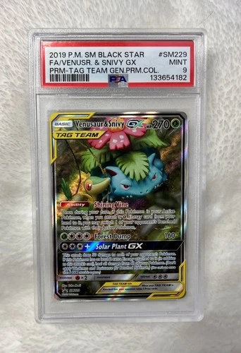2019 Pokemon SM Black Star Promo #SM229 Full Art/Venusaur & Snivy GX PSA 9 MINT