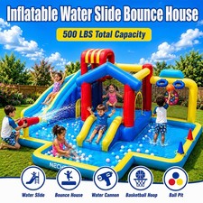 Kid Inflatable Water Double Slide Bounce House Jump Splash Pool Fun Outdoor Play