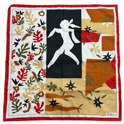 Vintage Gim Renoir Dancing Indian Silk? Scarf Multicolor Abstract Design 31x29.5